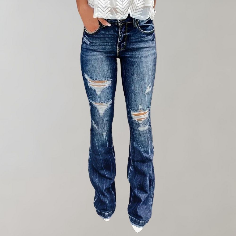 Women's high-waisted flared bootcut jeans