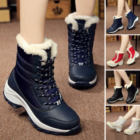 Waterproof Faux Fur Lace-Up Winter Boots