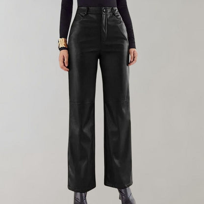 Women's high waist leather trousers