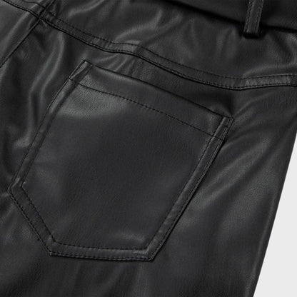 Women's high waist leather trousers