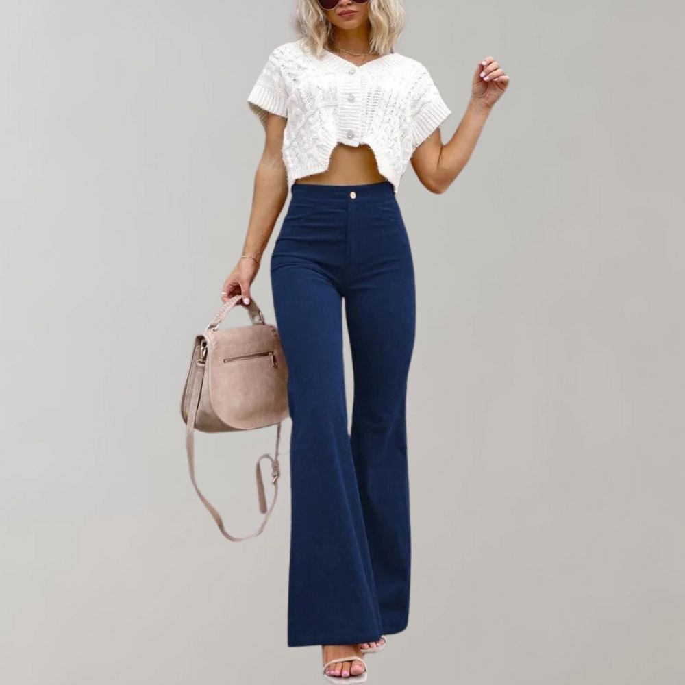 Slim Fit Corduroy Micro-Flared Pants