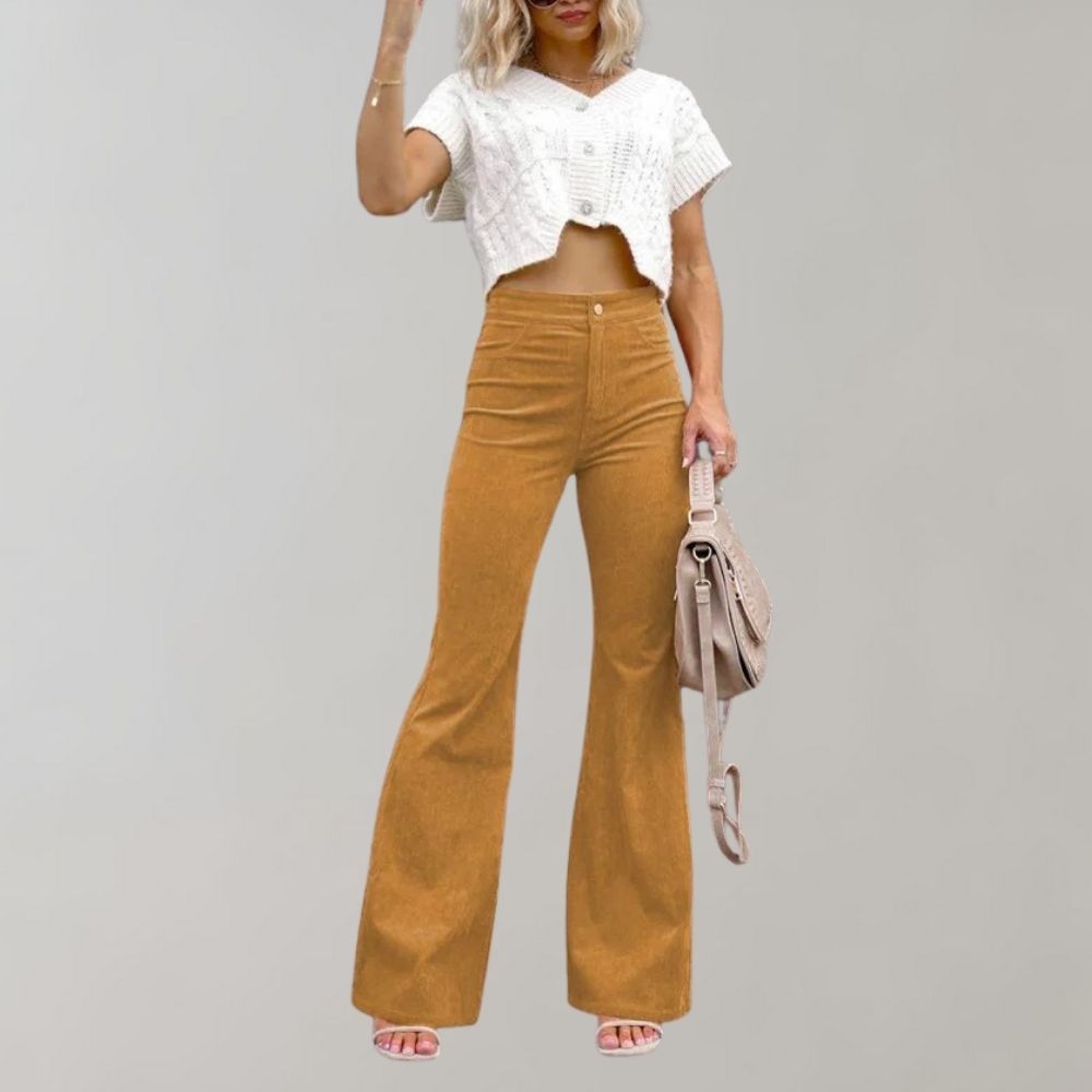 Slim Fit Corduroy Micro-Flared Pants