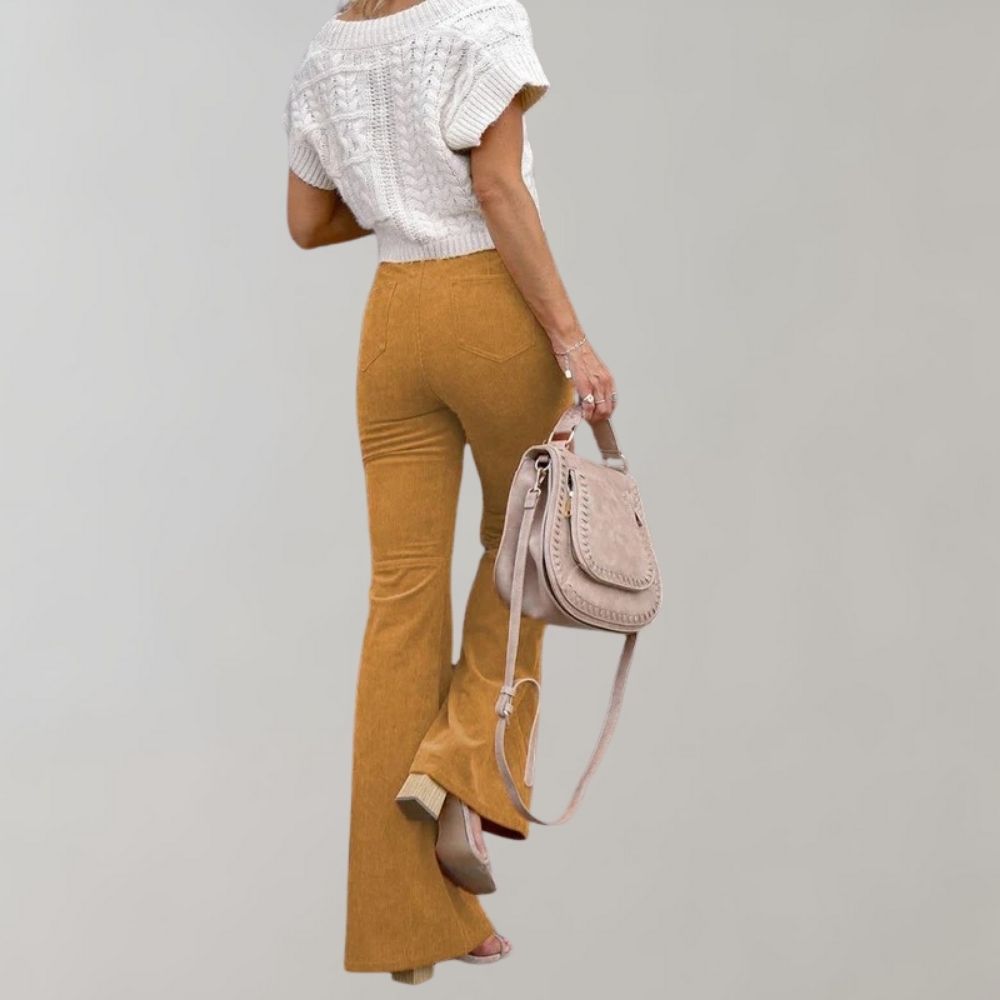 Slim Fit Corduroy Micro-Flared Pants