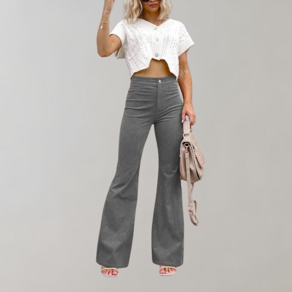 Slim Fit Corduroy Micro-Flared Pants