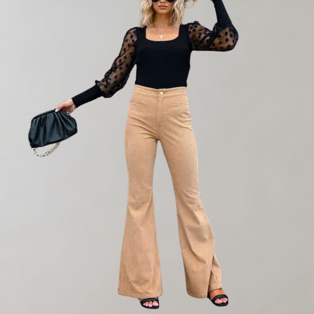 Slim Fit Corduroy Micro-Flared Pants