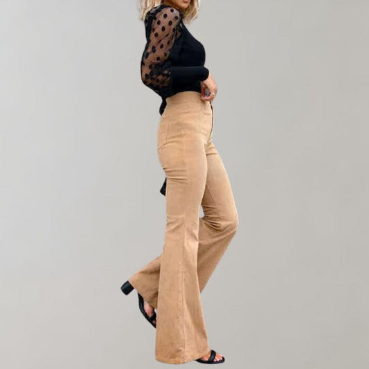 Slim Fit Corduroy Micro-Flared Pants