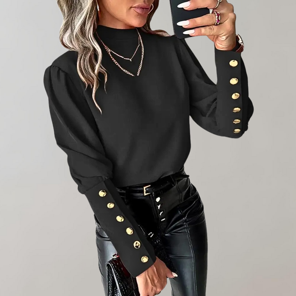 Elegant Loose Fit High Neck Blouse