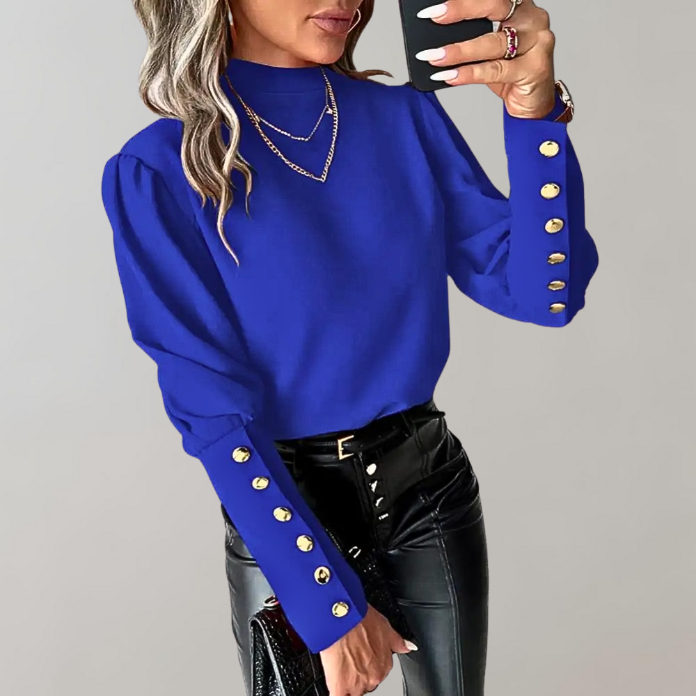 Elegant Loose Fit High Neck Blouse