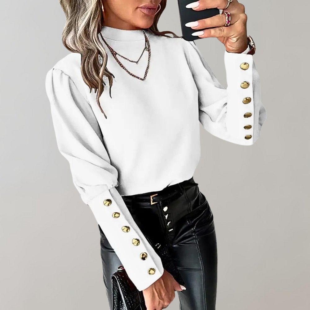 Elegant Loose Fit High Neck Blouse