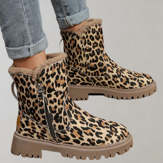 Leopard Print Flat Short Boots