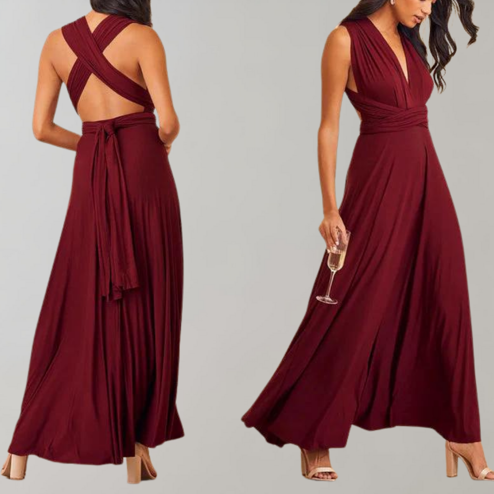 Thora - elegant maxi dress with adjustable wrap design