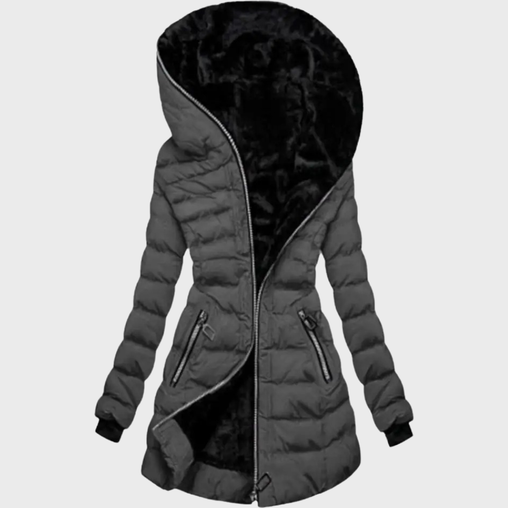 Hooded plus velvet cotton coat for women