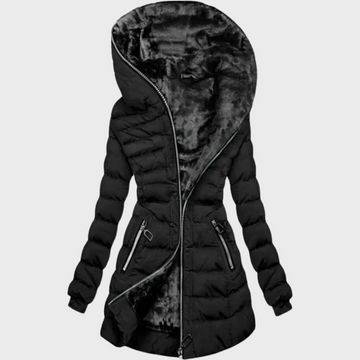 Hooded plus velvet cotton coat for women