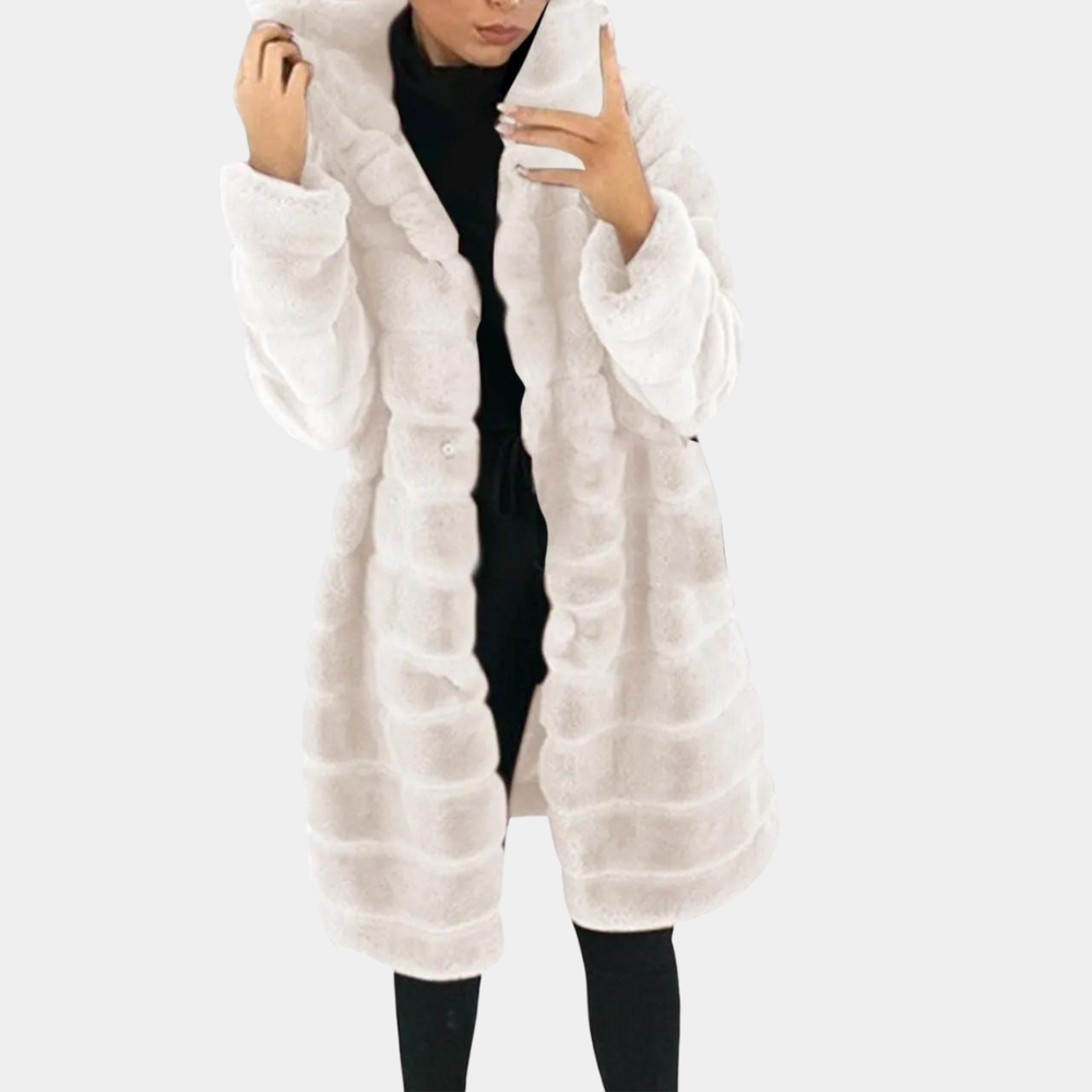 Coat-hooded thickened rabbit plush imitation mink fur for women