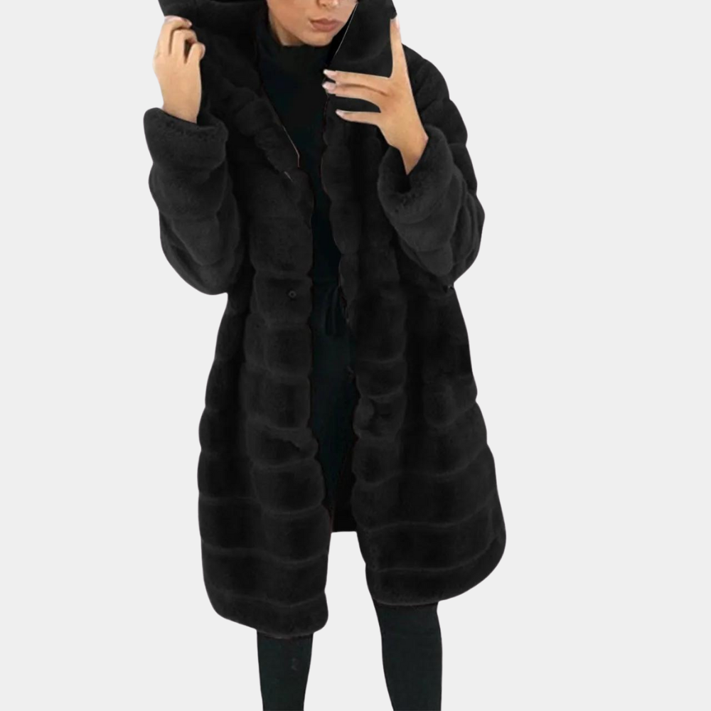 Coat-hooded thickened plush mink fur for women