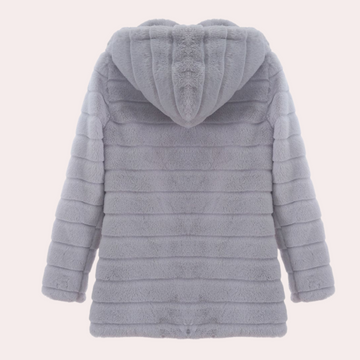 Coat-hooded thickened rabbit plush imitation mink fur for women