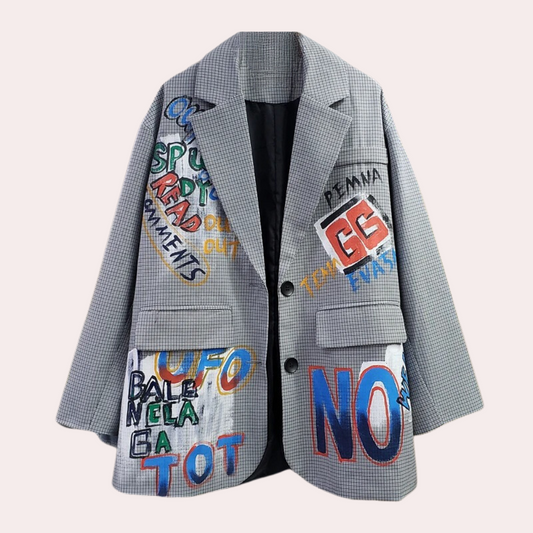 Loose Fit Graffiti Print Jacket
