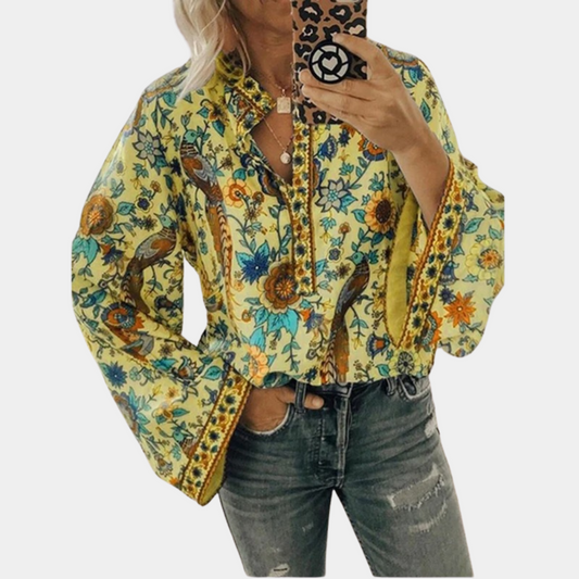 Floral Print Bohemian Loose Fit Blouse