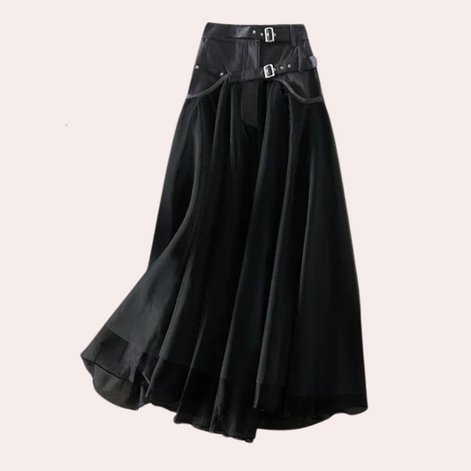 High Waist Pleated A-Line Skirt