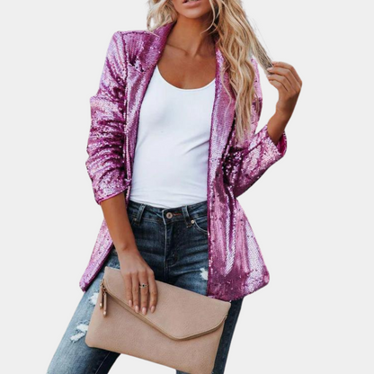 Women's casual sequined long-sleeved jacket