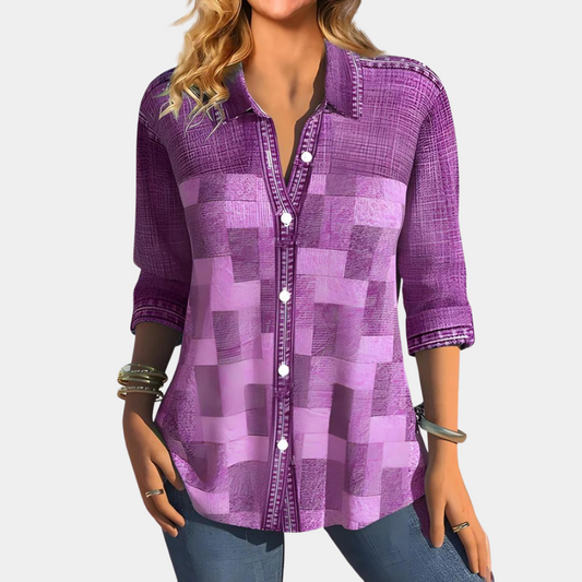 Contrast Stitching Loose Long-Sleeved Shirt