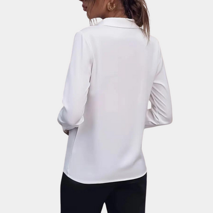 Women's Button-Up Blouse - Tailored Fit - Long Sleeve - Formal Collared Design