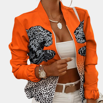 Women’s Bomber Jacket - Floral Print - Zip Closure - Lightweight Casual Wear