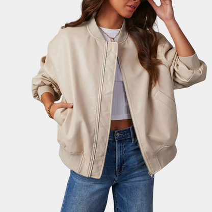 Women's leather motorcycle jacket