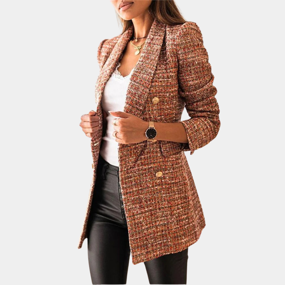 Women's long sleeve double-breasted open-front blazer