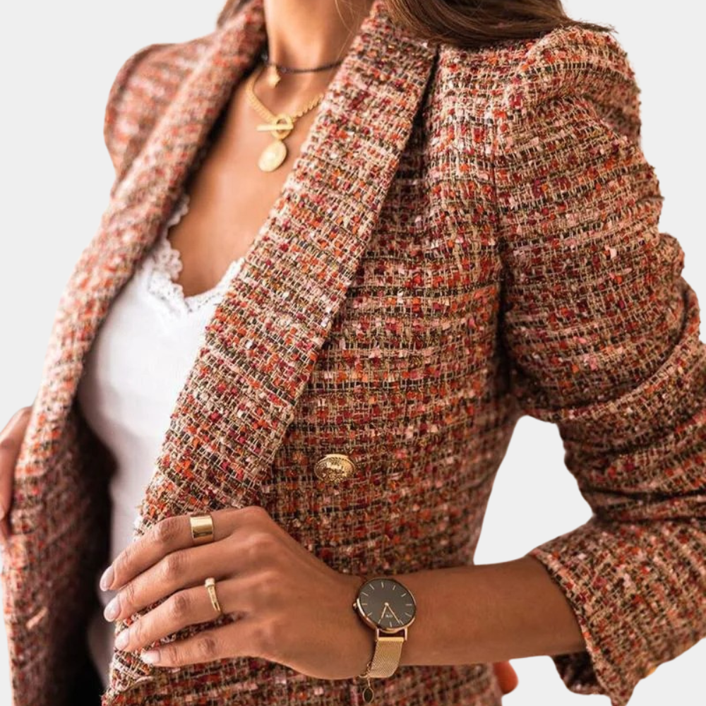 Women's long sleeve double-breasted open-front blazer