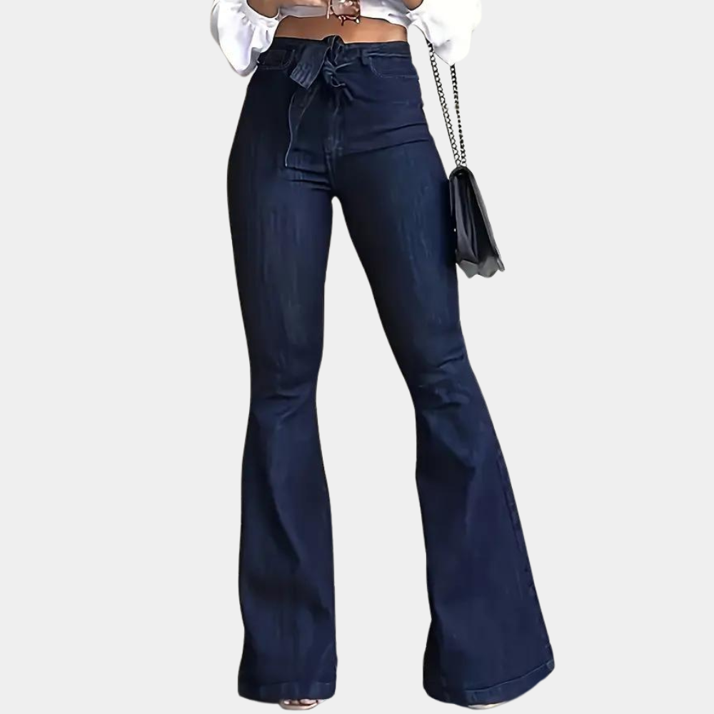 High-waisted lace-up flared pants for women