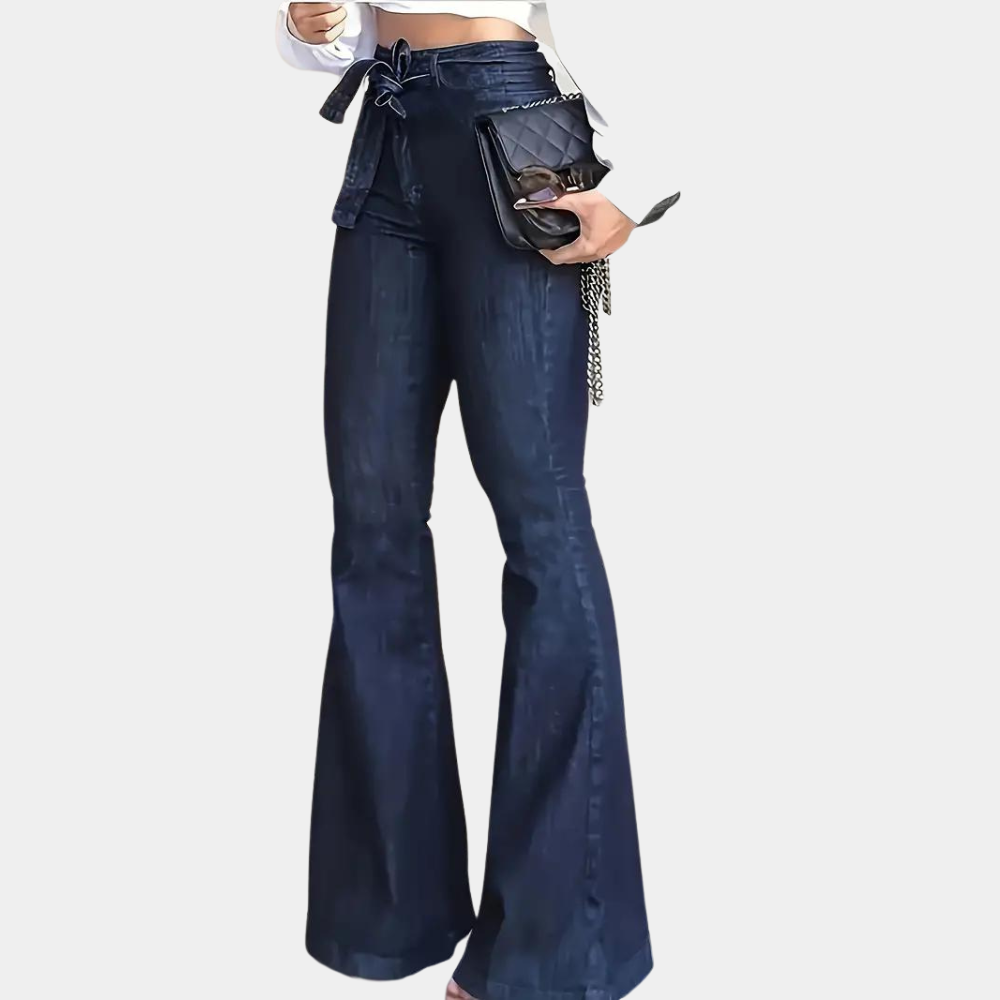 High-waisted lace-up flared pants for women