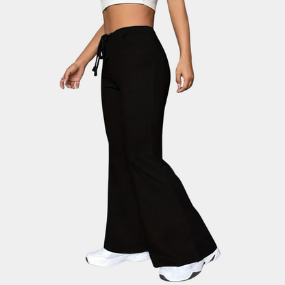 Women's mid-rise flared bell-bottom trousers