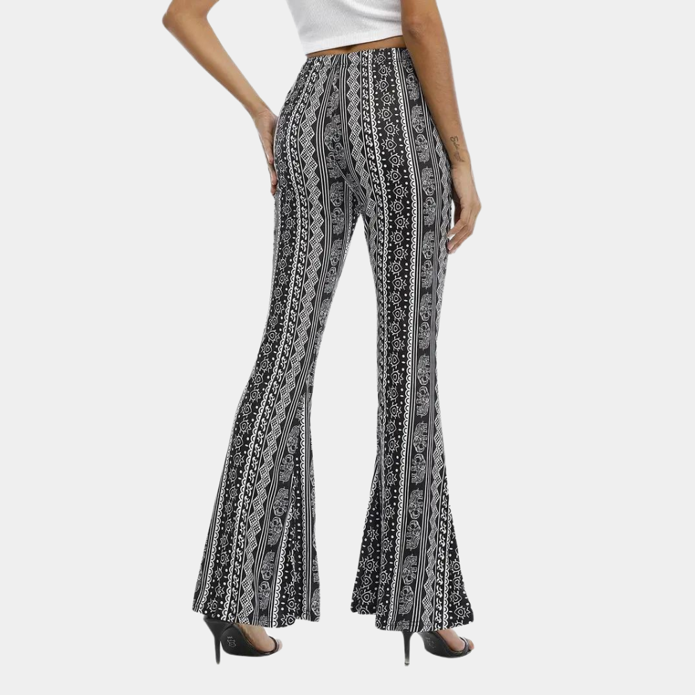 Multicolor printed wide leg flared pants for women