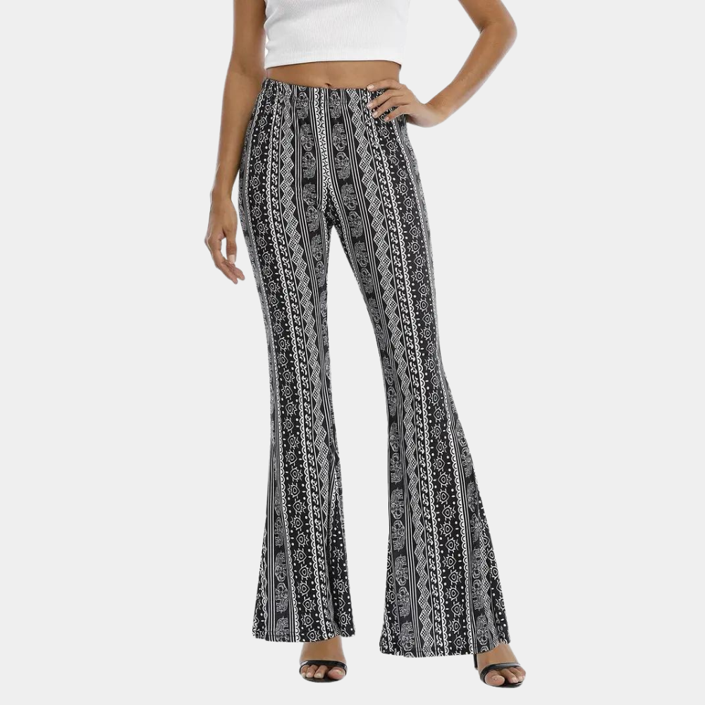 Multicolor printed wide leg flared pants for women