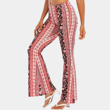 Multicolor printed wide leg flared pants for women