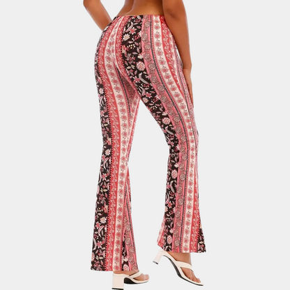Multicolor printed wide leg flared pants for women