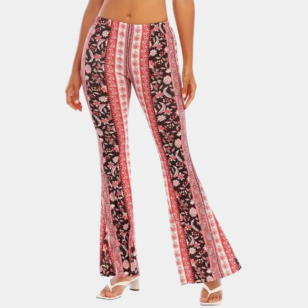 Multicolor printed wide leg flared pants for women