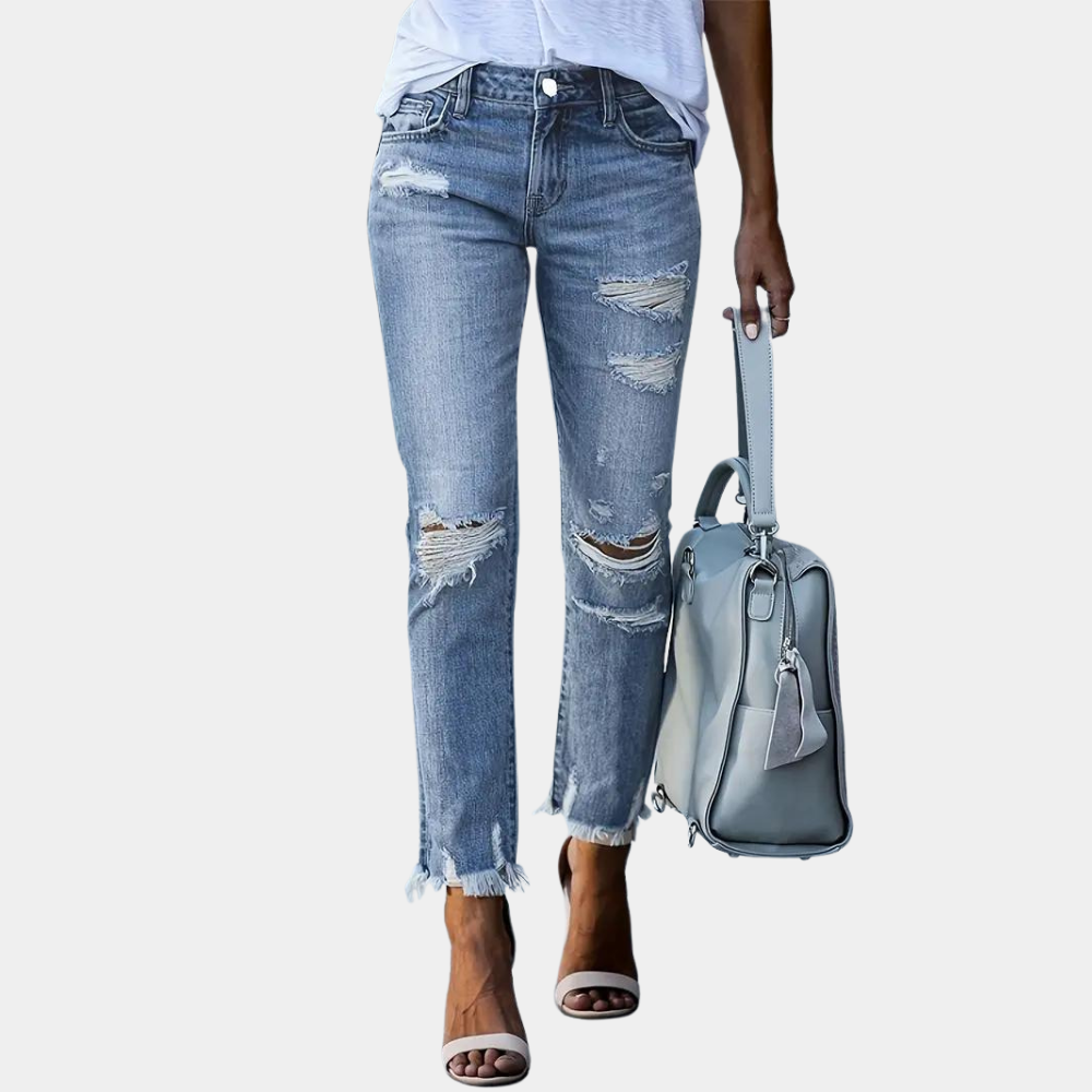 Ripped tassel women's jeans