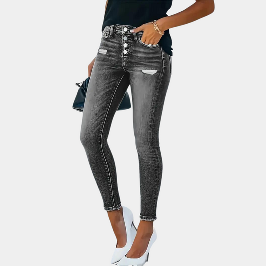 High Waist Ripped Skinny Jeans