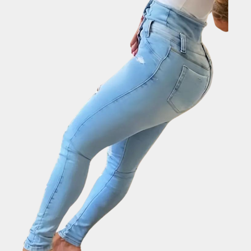 Women's high waist ripped jeans