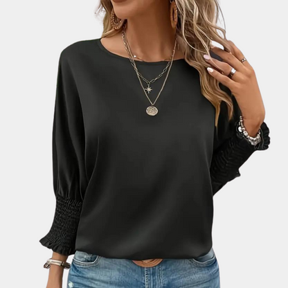 Women's solid color satin pullover shirt