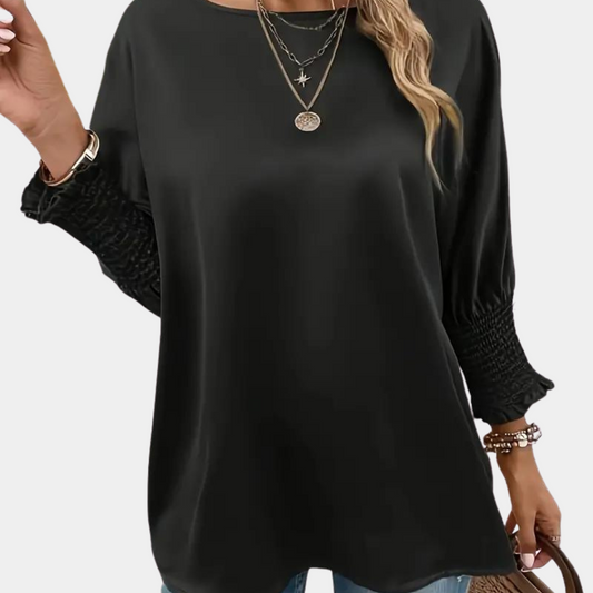 Satin Solid Color Pullover Shirt