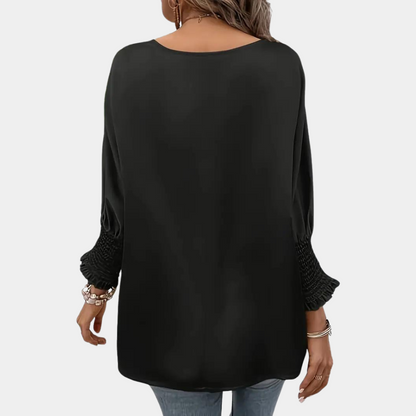 Women's solid color satin pullover shirt