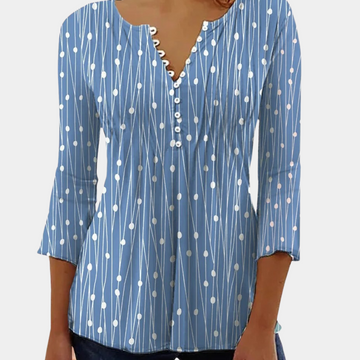 Stylish v-neck printed long-sleeved shirt for women