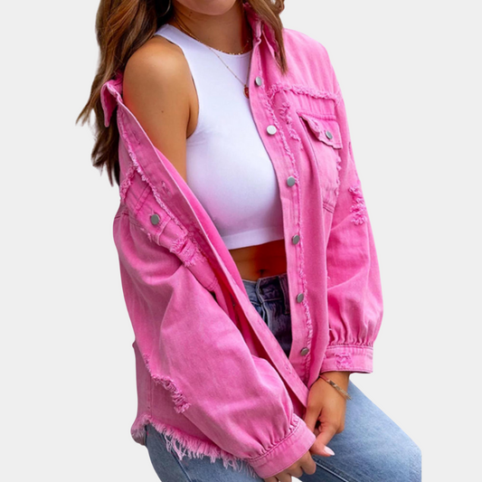 Distressed Oversized Fit Denim Jacket