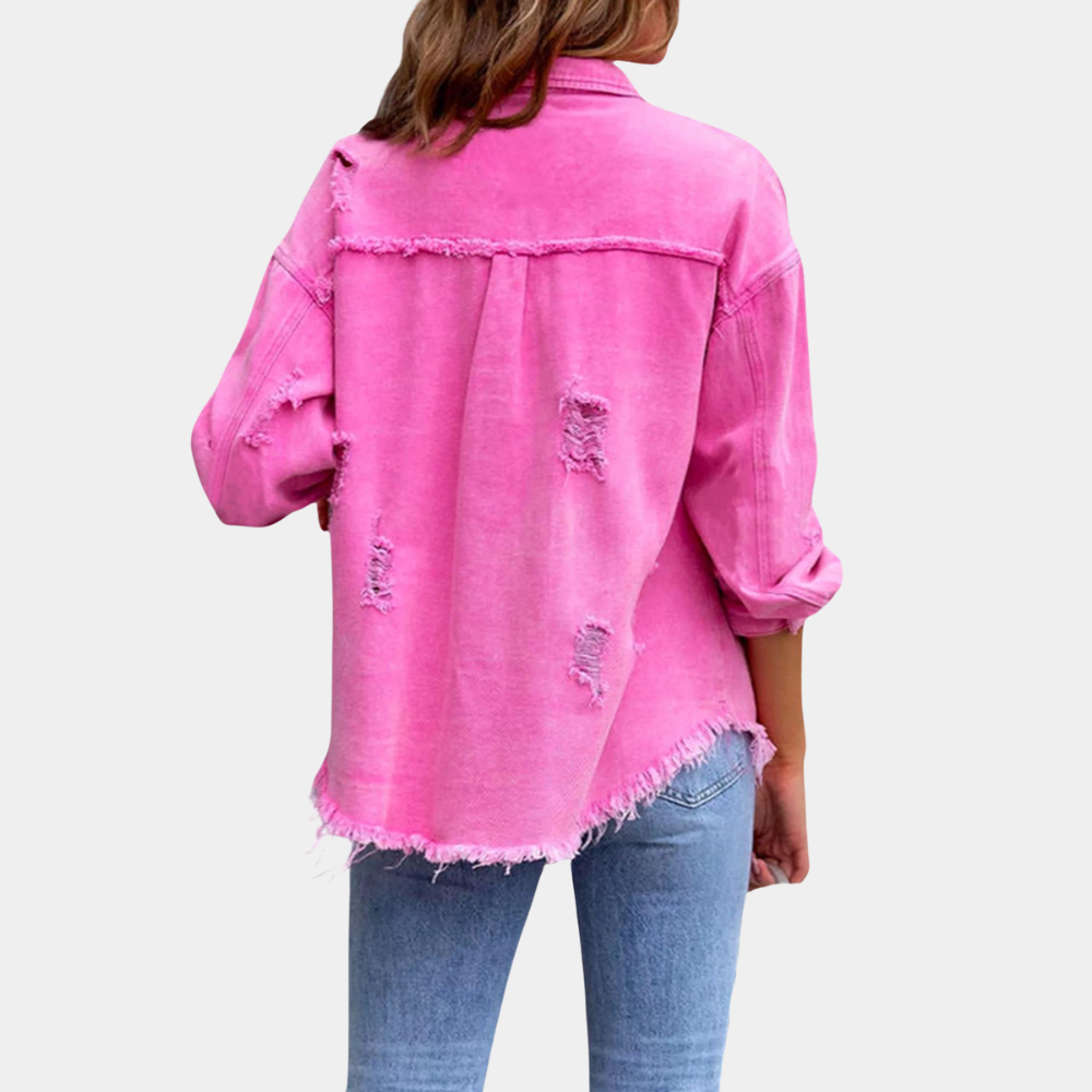 Distressed Oversized Fit Denim Jacket
