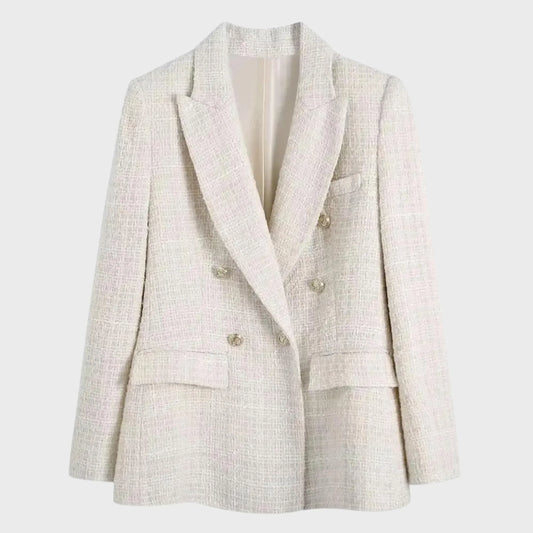 Double-Breasted Tailored Fit Blazer with Flap Pockets