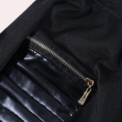 Women's high-waist skinny leather splicing trousers