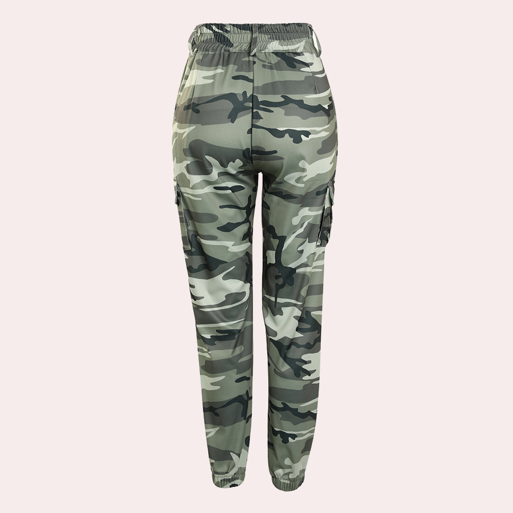 Casual camouflage print trousers for women